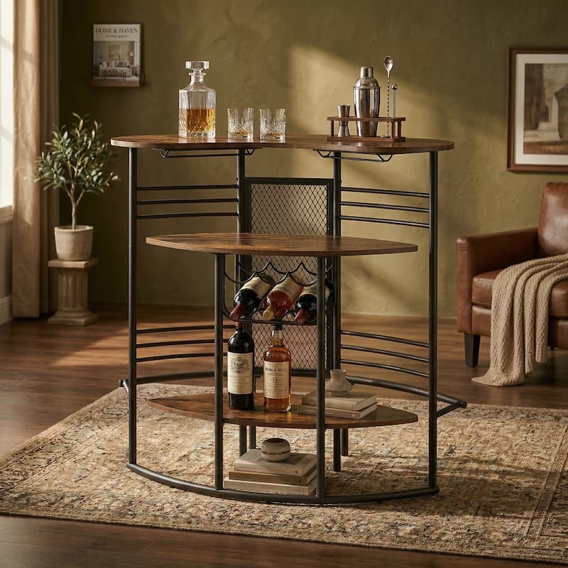 43 In Industrial Home Bar Unit with Footrest