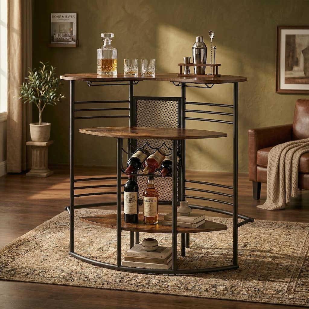 43 In Industrial Home Bar Unit with Footrest