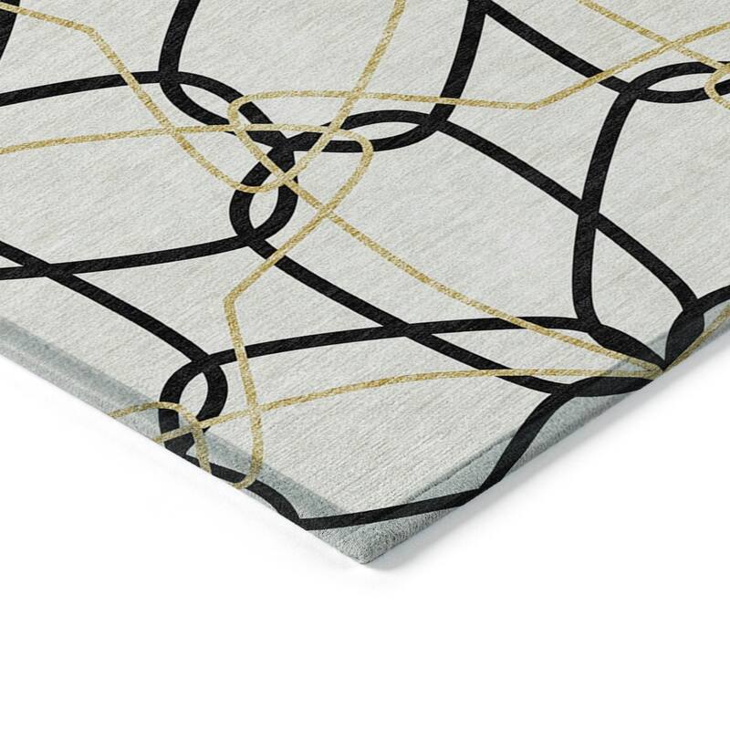 Machine Washable Indoor/ Outdoor Abstract Prism Chantille Rug