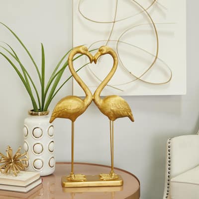Radiant Gold Polystone Flamingo Decorative Sculpture