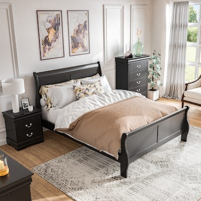 Furniture of America Mayday Traditional Solid Wood 3-Piece Sleigh Bedroom Set