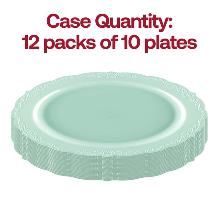 Vintage Rim Round Disposable Plastic Plate Packs - Party Supplies