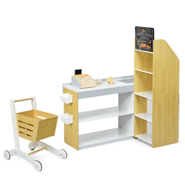 Grocery Store Playset Pretend Play Supermarket Shopping Set - 35.5" x 24.5" x 43.5" (L x W x H)