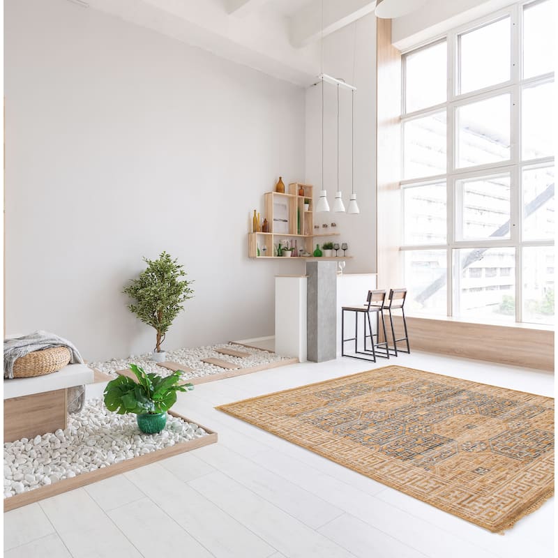 ECARPETGALLERY Hand-knotted Mamluk Tan Wool Rug - 4' x 6' 1"