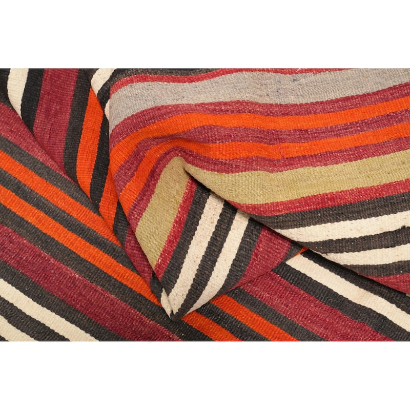 Hand Woven Oriental 100% Wool Carpet Southwestern Tribal Multi-Colored Kilim Area Rug - 11' 5'' X 5' 1''