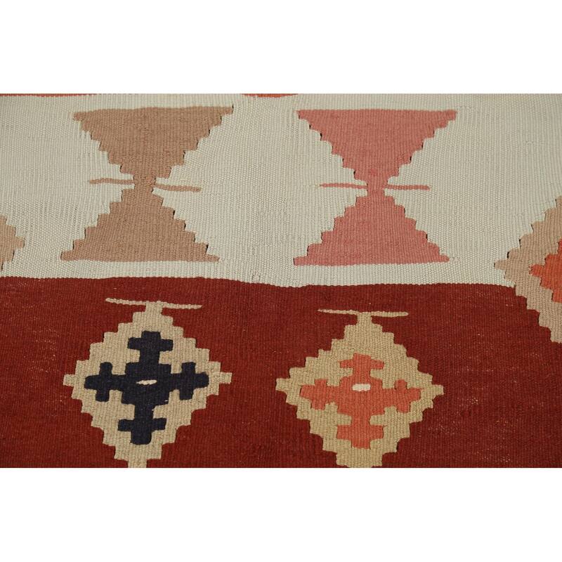 Vegetable Dye Kilim Qashqai Persian Accent Rug Handmade Wool Carpet - 3'3"x 4'10"