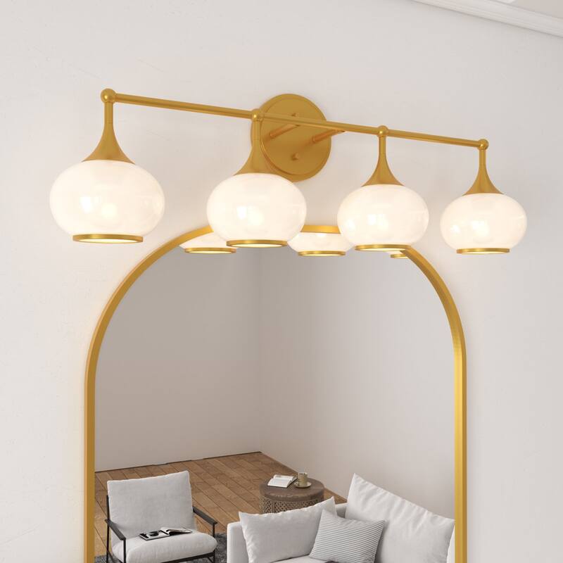 Acroma Aged Brass/Polished Chrome Finish Modern Globe Vanity Light