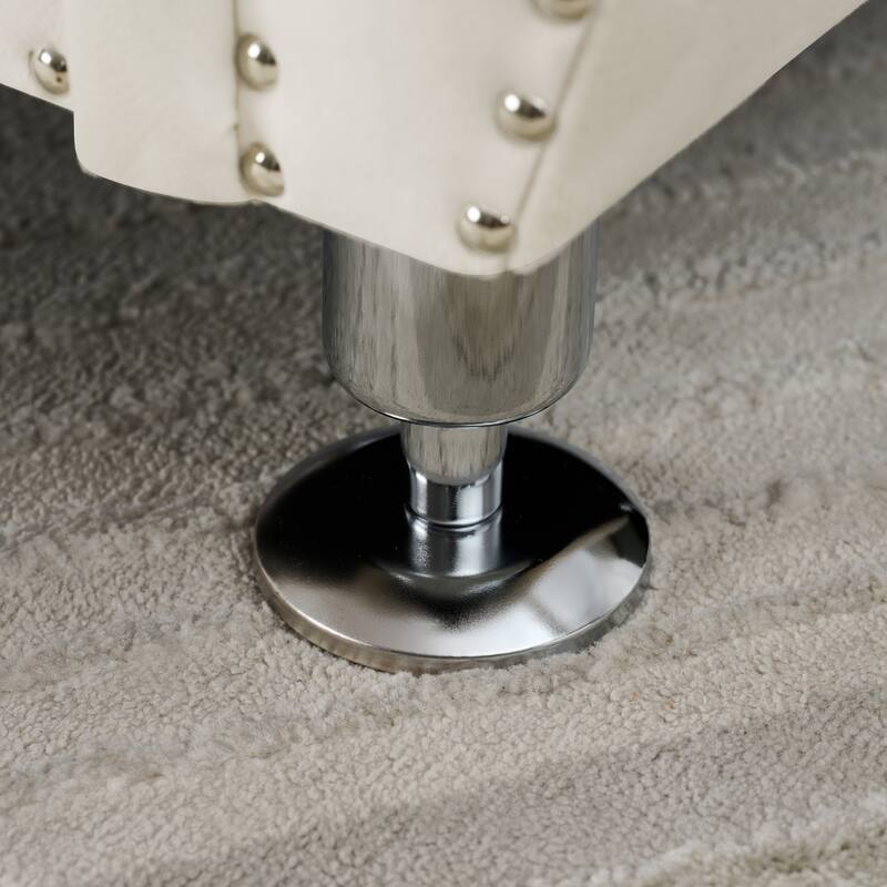 Velvet Storage Bench 62.2 Inch Upholstered Tufted Ottoman Bench with Rolled Arms, Large End of Bed Bench with Rivet Decoration