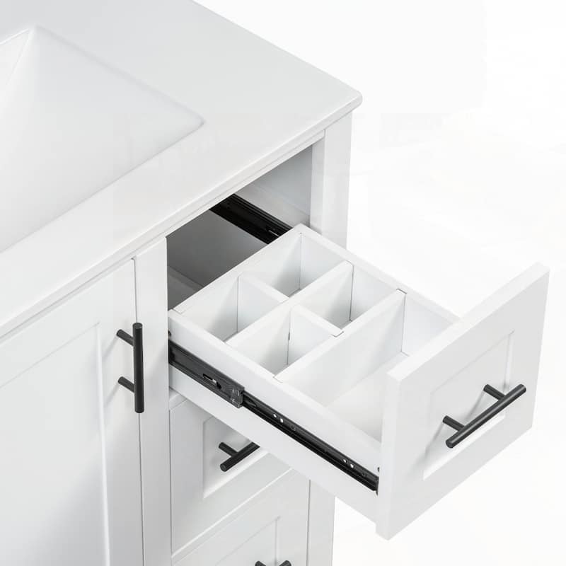 bathroom vanity with ceramic sink