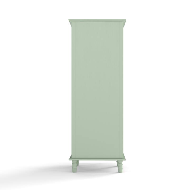 Buffet Cabinet with Glass Doors & 2 Drawers, Multi-Functional Wooden Storage Cabinet, Accent Cabinet with Solid Wood Legs