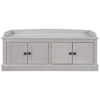 4-door Storage Bench with Adjustable Shelves and Removable Cushion - 42.7"L x 15.9"W x 17.4"H