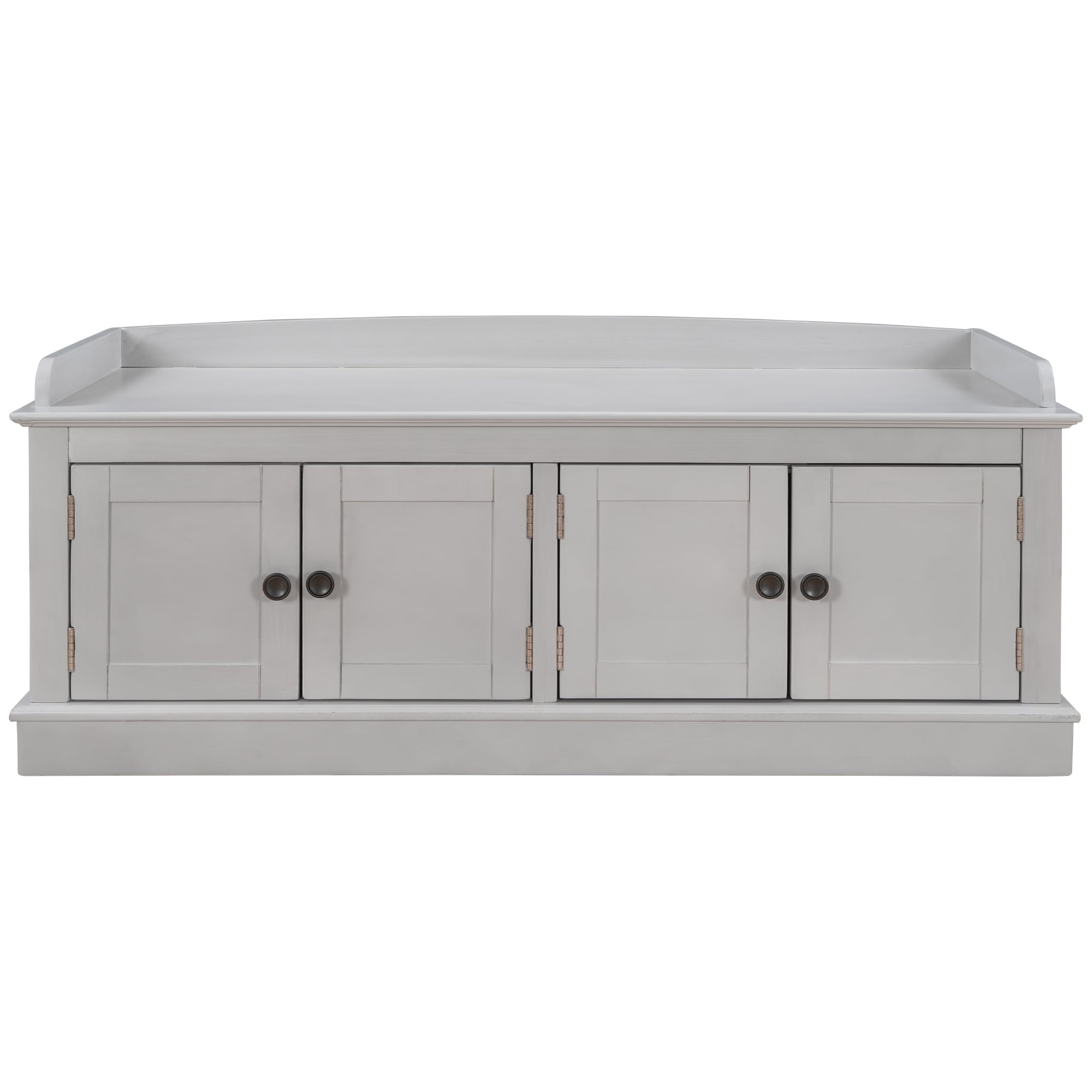 4-door Storage Bench with Adjustable Shelves and Removable Cushion - 42.7"L x 15.9"W x 17.4"H