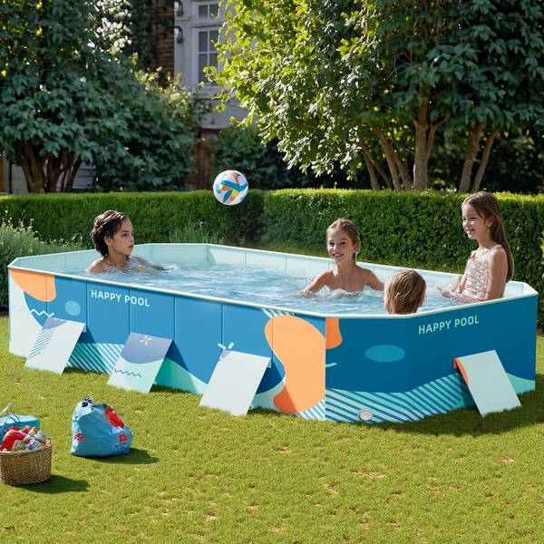 Homall Foldable Above Ground Swimming Pool Portable Outdoor Inflatable Free Pools 113 Blue