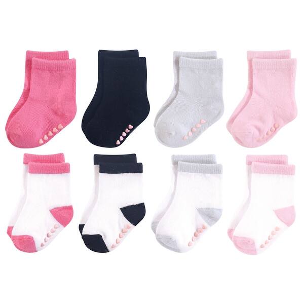 slide 1 of 1, Luvable Friends Baby Girl Fun Essential Socks, Black Pink Black Pink - 0-6 Months