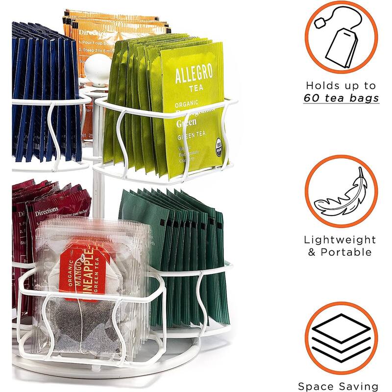 Sorbus Spinning Carousel, 2 Tier Revolving Lazy Susan, Tea Caddy Organizer for Countertop