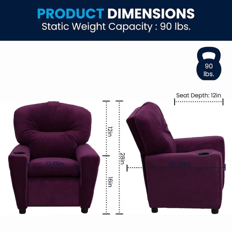 Contemporary Kids Recliner with Cup Holder