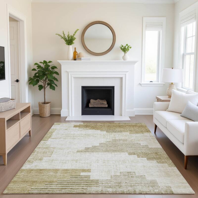 Premium Washable Super Soft Geo Global Mayfield Rug - 9' x 12' - Beige