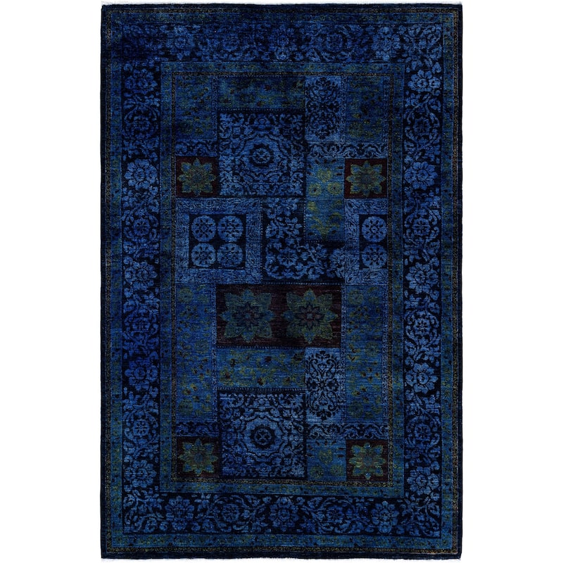 Overdyed One-of-a-Kind Hand-Knotted Area Rug - Blue - 4' 10" x 7' 7"