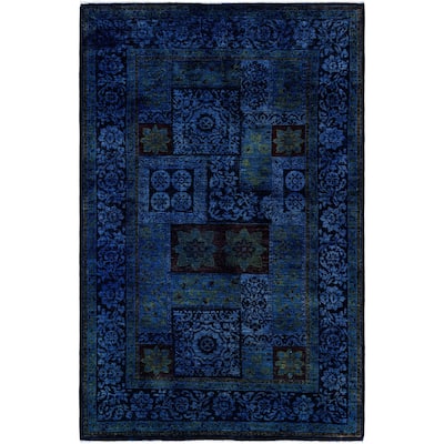 Overdyed One-of-a-Kind Hand-Knotted Area Rug - Blue - 4' 10" x 7' 7"
