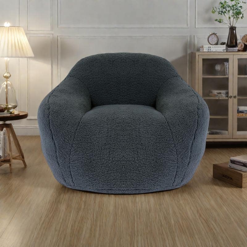Teddy Memory Foam Bean Bag Lounge Chairs with Armrests - Dark Gray