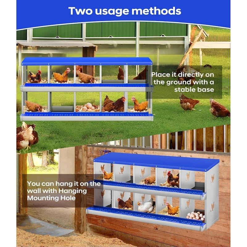 10 Compartment Nesting Box, Chicken Laying Box, Easy to Clean and Install