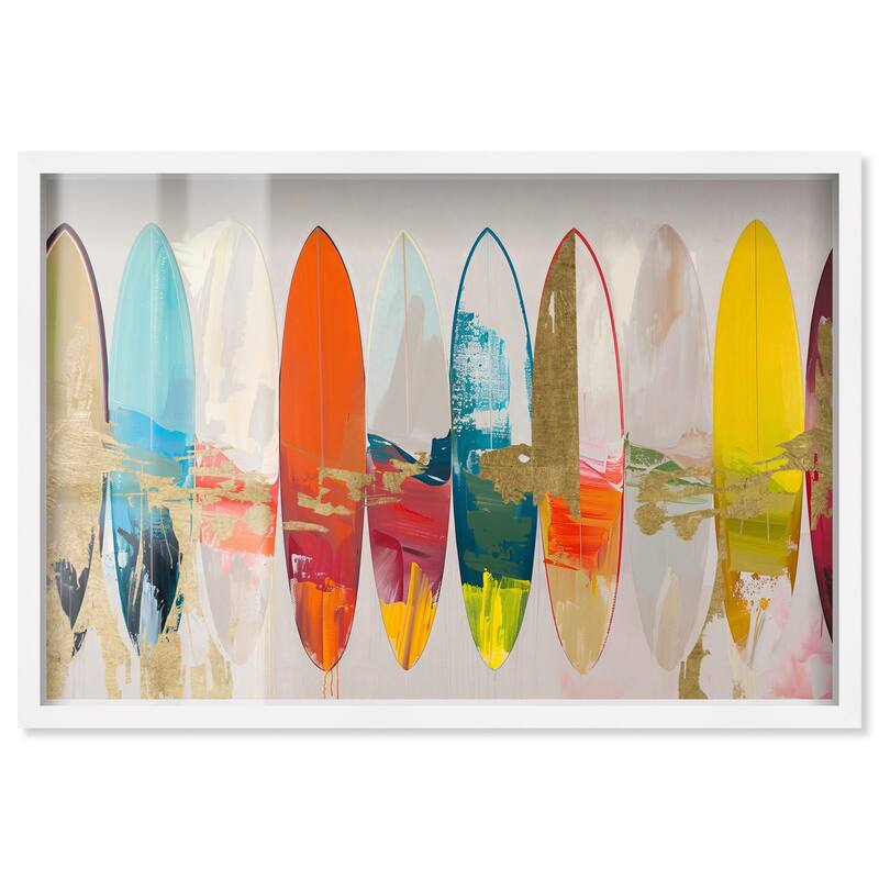 Surfboard Horizons II Shadowbox by Art Remedy - White - 54" x 36"