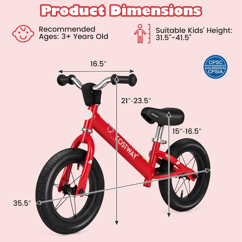 Costway 12 Inch Toddler Balance Bike No Pedal Training Bicycle with - See Details