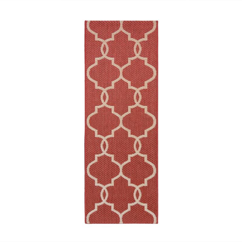 Gertmenian Grace Premium Multi-Size Multi-Colored Flatweave Indoor/ Outdoor Area Rug Collection - 2'4"x6' - TREMONT RED