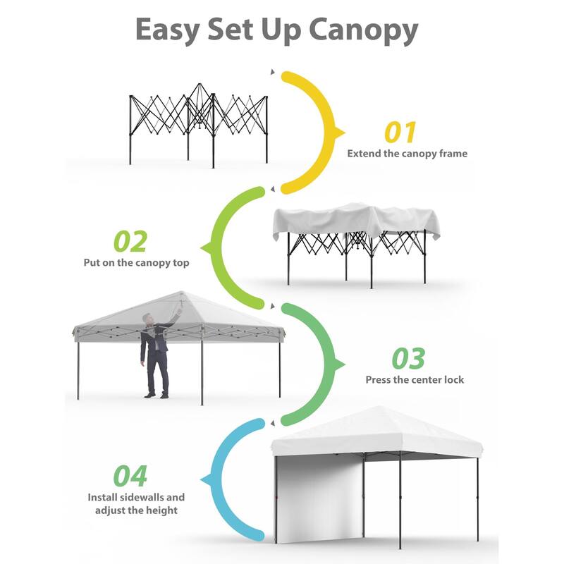 10x10 Feet Instant Pop-Up Canopy Tent, 1 Removable Sidewalls - 10*10Ft