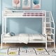 preview thumbnail 3 of 5, White Metal Twin over Full Bunk Bed Frame with Built-in Open Wardrobe, Storage Staircase and Guardrails for Kids, Teens