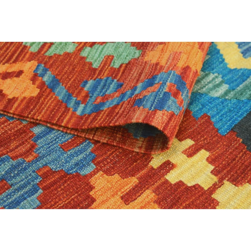 Flatweave Vallen Turquoise/Red Rug - 8'5" x 9'8"