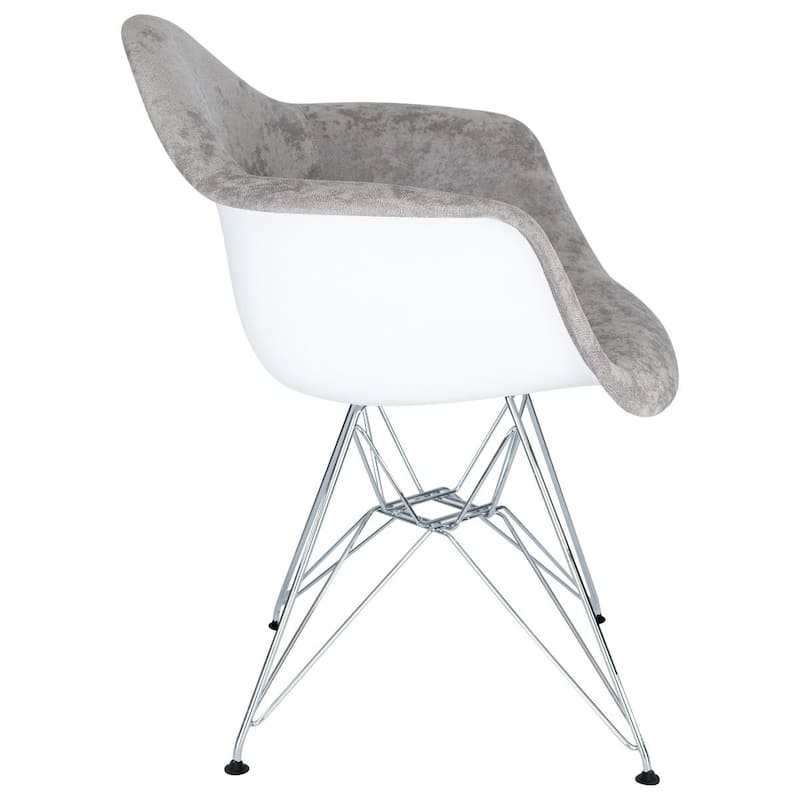 Willow Velvet Accent Armchair with Eiffel Chrome Base Set of 2 by LeisureMod
