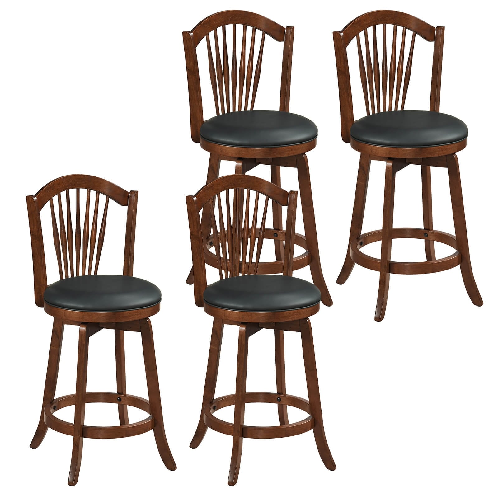 Costway Swivel Bar Stools Set of 2/4, 25” Counter Height Barstools
