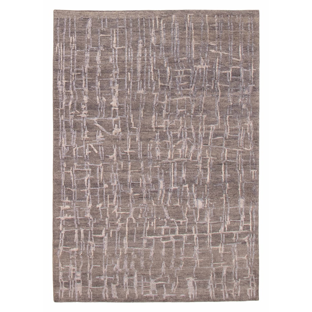 ECARPETGALLERY Hand-knotted Heritage Dark Grey Silk, Wool Rug - 5'3 x 7'8