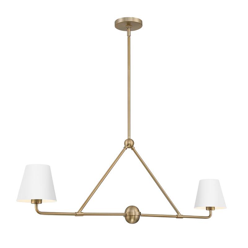 Xavier 2 Light Vibrant Gold and White Chandelier - 42"W x 15"H x 6"D