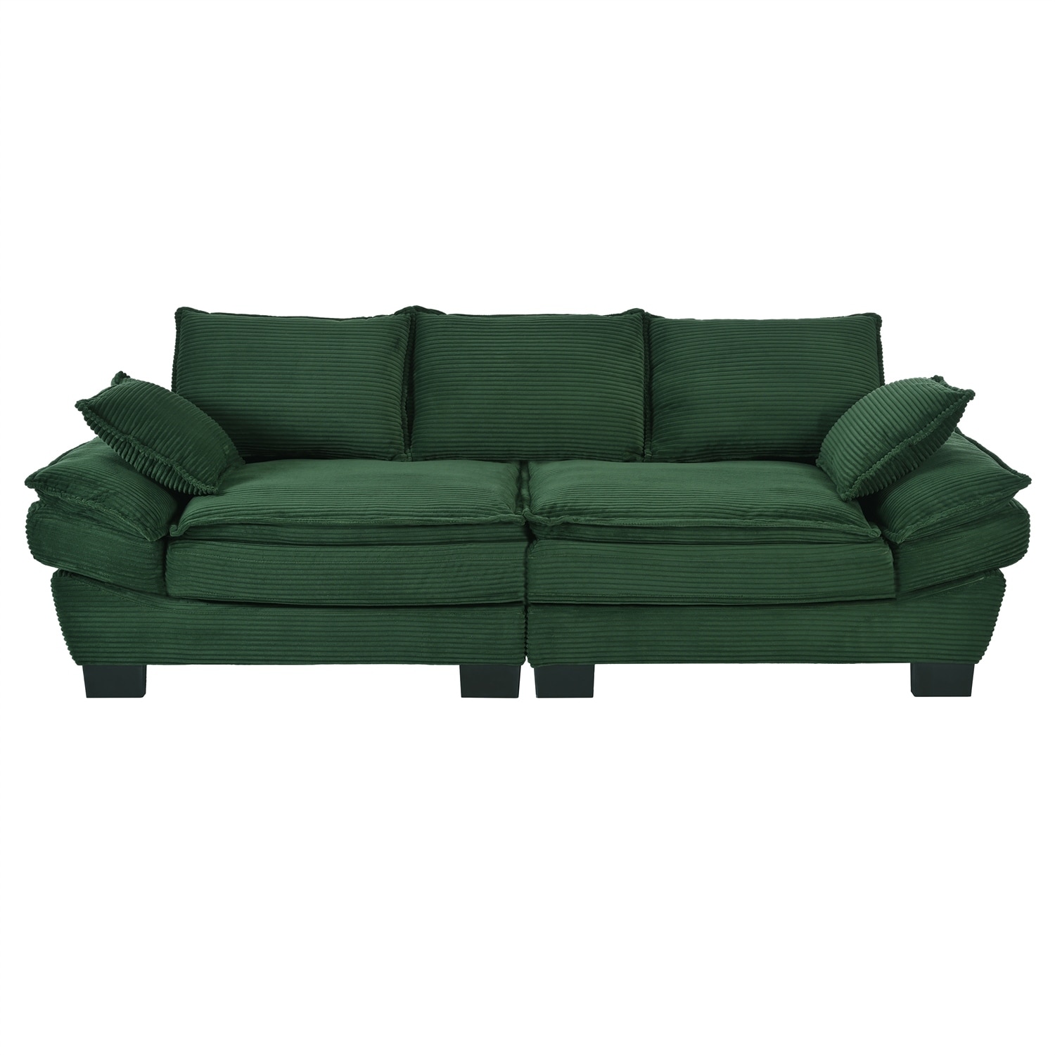 85.4" Curved Sofa, Back Upholstered Couch with 2 Throw Pillows