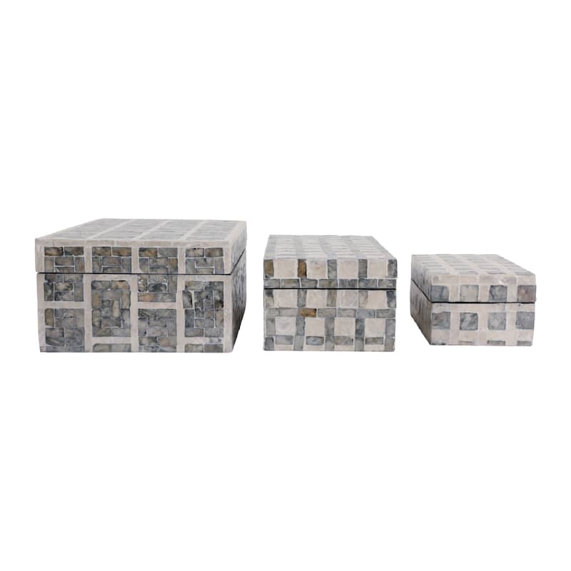 Decorative Storage Box with Geometric Pattern - Set of 3, 12",11",8" - 12.0"