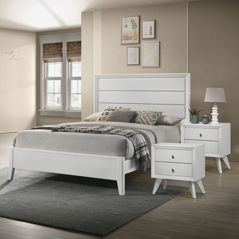 Furniture of America Kawi Modern 3-Piece White Wood Panel Bedroom Set - Queen