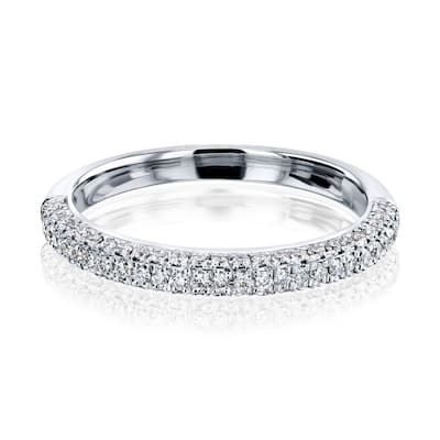 Annello by Kobelli 14k White Gold 1/3ct TDW Pave Diamond Wedding Band