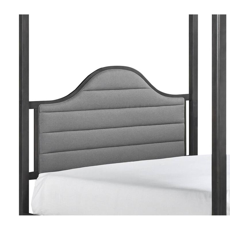 Upholstery Headboard Canopy Queen Bed 1pc Wooden Bedroom Furniture