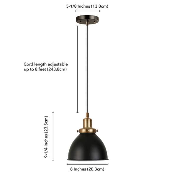 dimension image slide 7 of 12, Madison 8" Wide Pendant with Metal Shade