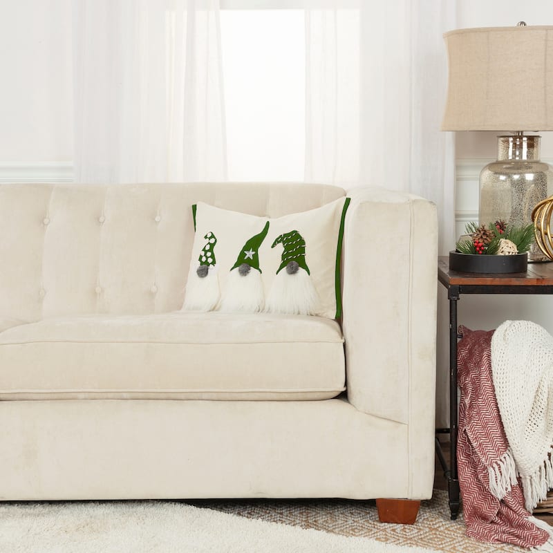 Rizzy Home Gnome Embroidered Holiday Throw Pillow