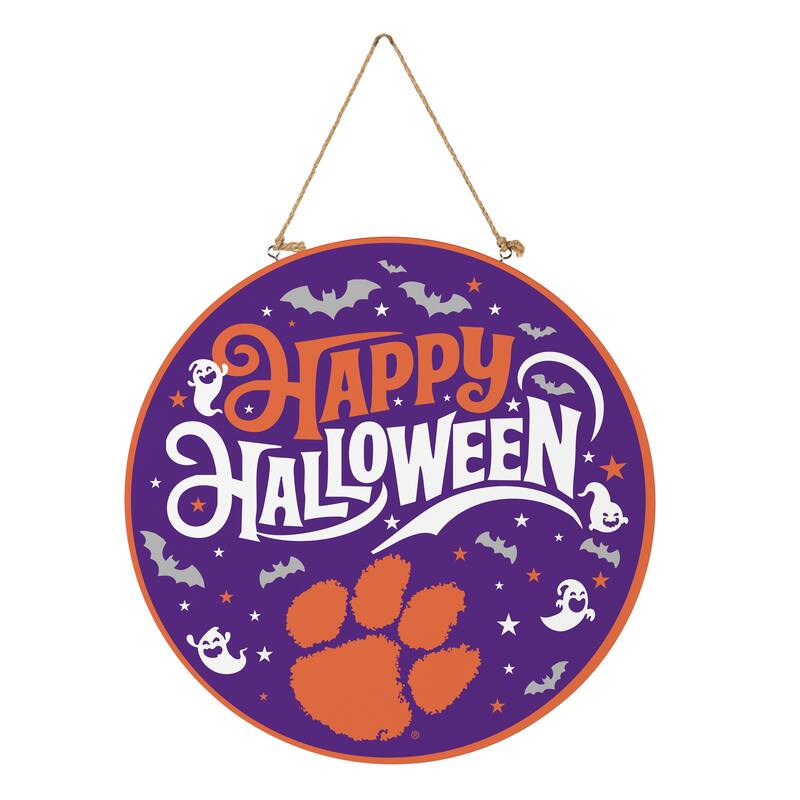 Clemson University 18" x 18" Halloween Door Décor Wall Sign