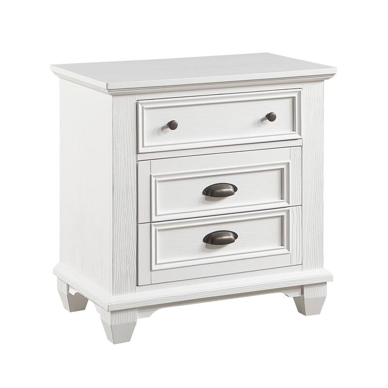 Two Drawers Nightstand 1pc Traditional Framing Wooden Bedroom Furniture