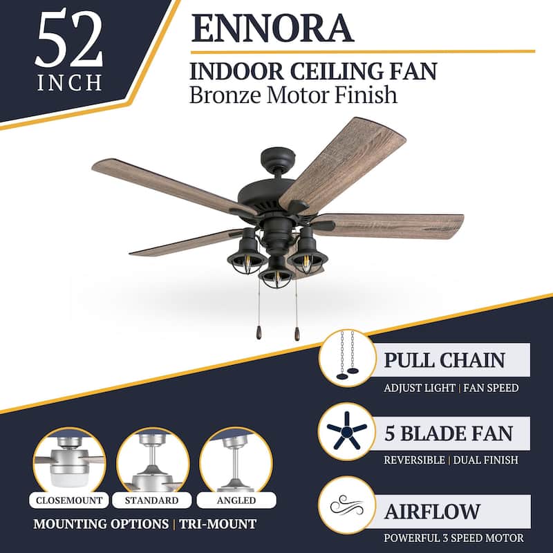 52" The Gray Barn Stormy Grain Aged Bronze Farmhouse LED Ceiling Fan