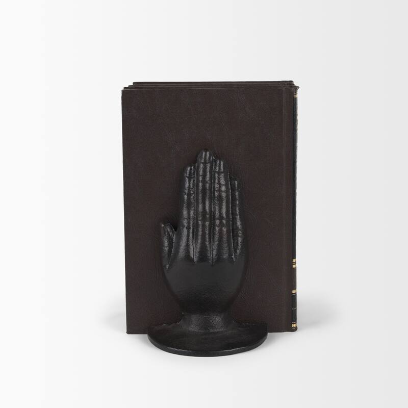 Praying Hands Bronze Cast Iron Book Ends - 5.9L x 4.7W x 7.2H