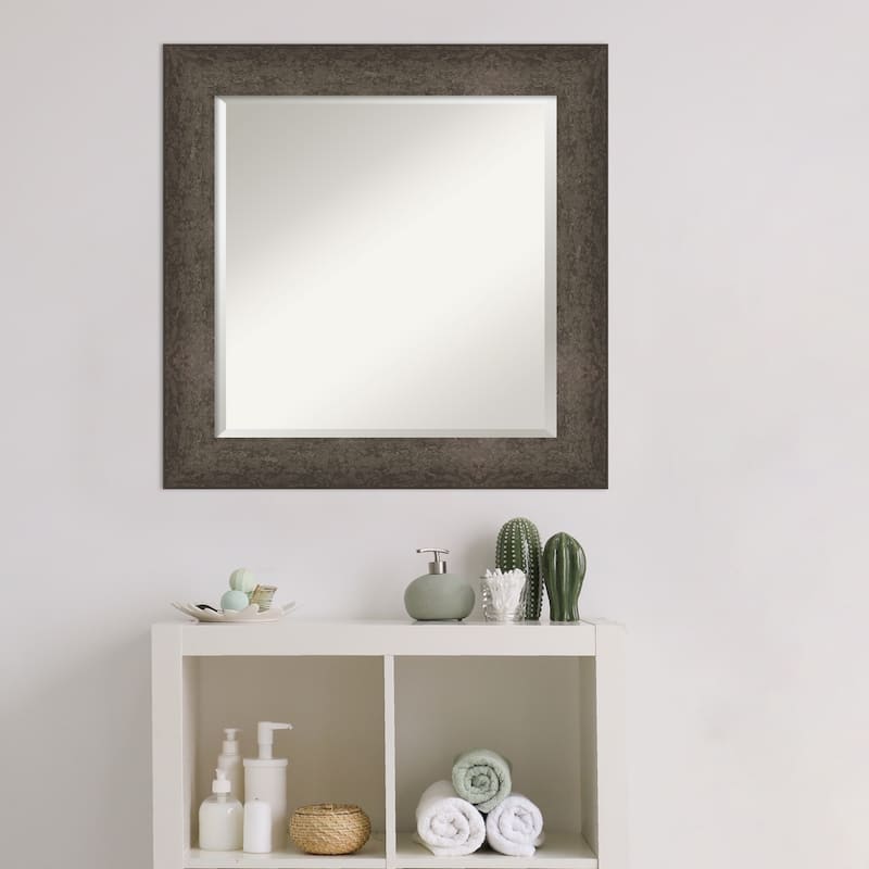 Dappled Beveled Wood Framed Bathroom Vanity Wall Mirror
