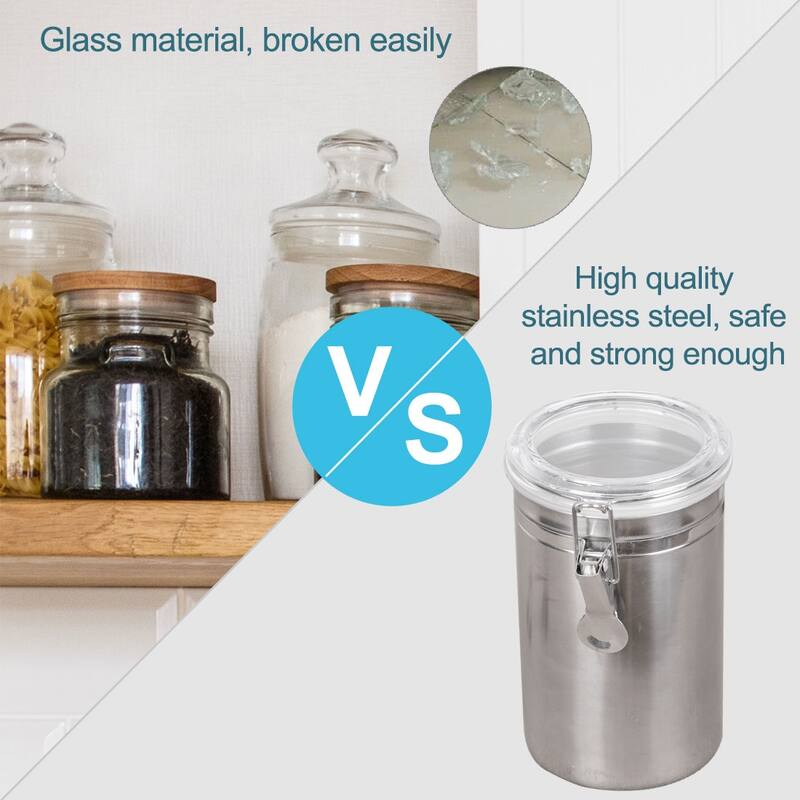 Stainless Steel Airtight Canister Kitchen Counter Food Container Storage 70oz - Silver