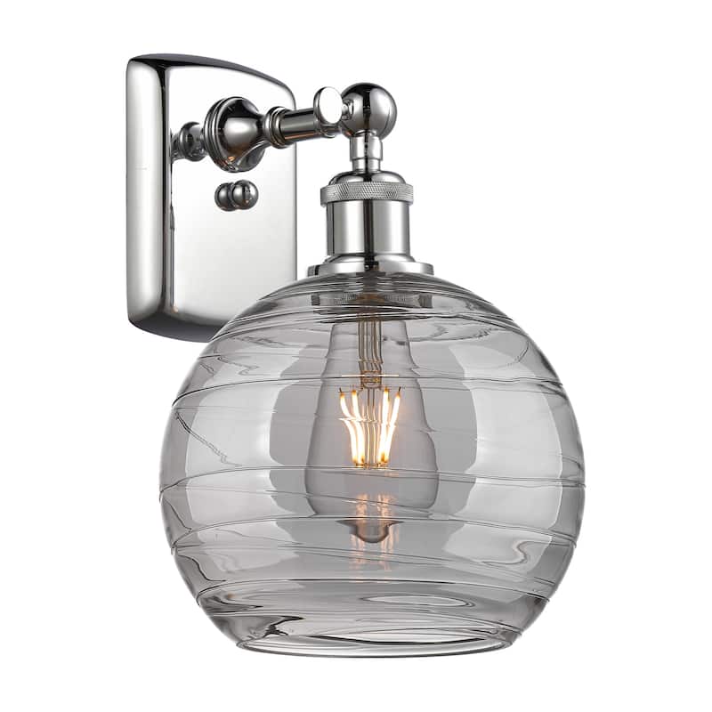 Innovations Lighting 516-1W-11-8 Athens Deco Swirl Sconce Athens Deco - Polished Chrome / Light Smoke Deco Swirl