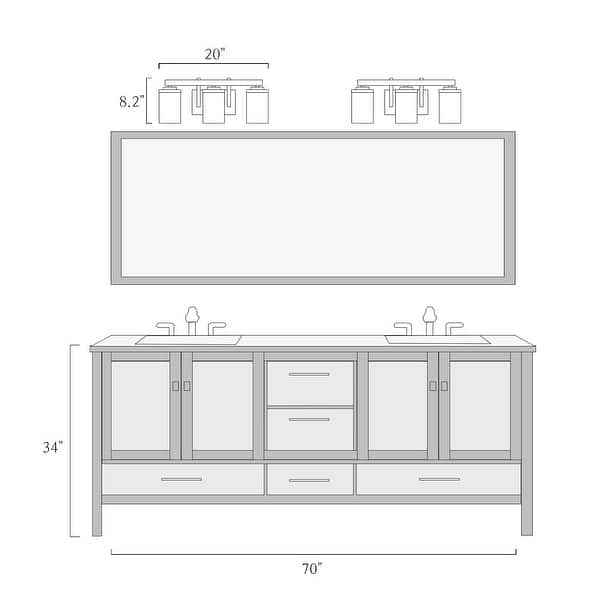 dimension image slide 4 of 6, Fora Modern Farmhouse 3/4-Light Bathroom Vanity Lights Glass Wall Sconces